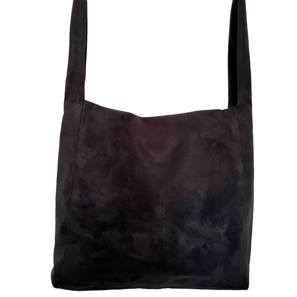 Black Elegant Ultrasuede Handbag Crossbody Messenger/Shoulder Bag Made in Italy - Picture 13 of 14